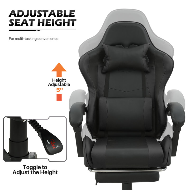 Gaming Desk and Computer Chair Set Home Office, Black