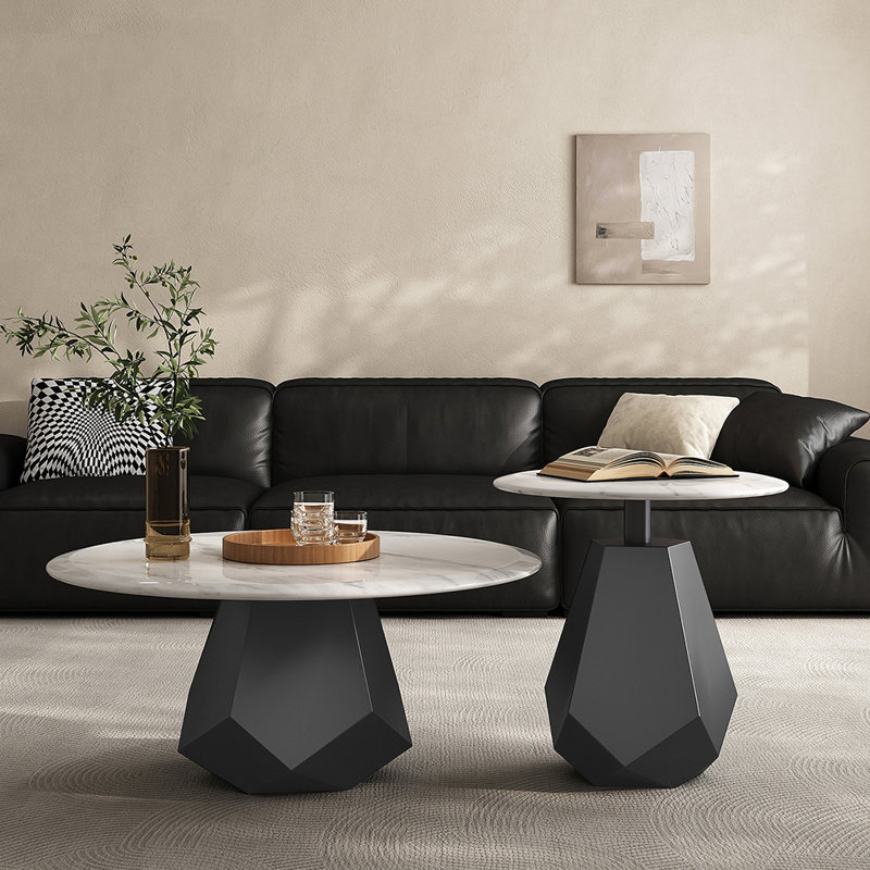 Ensemble de tables basses rondes minimalistes italiennes, H 16,5 po x l 35,4 po x P 35,4 po