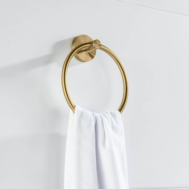 Circular Bathroom Towel Ring, Brushed Brass