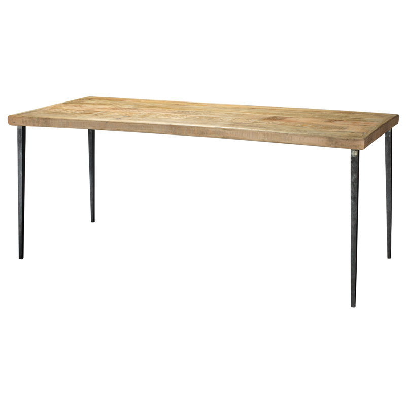 Farmhouse Solid Wood Dining Table, Black, Natural
