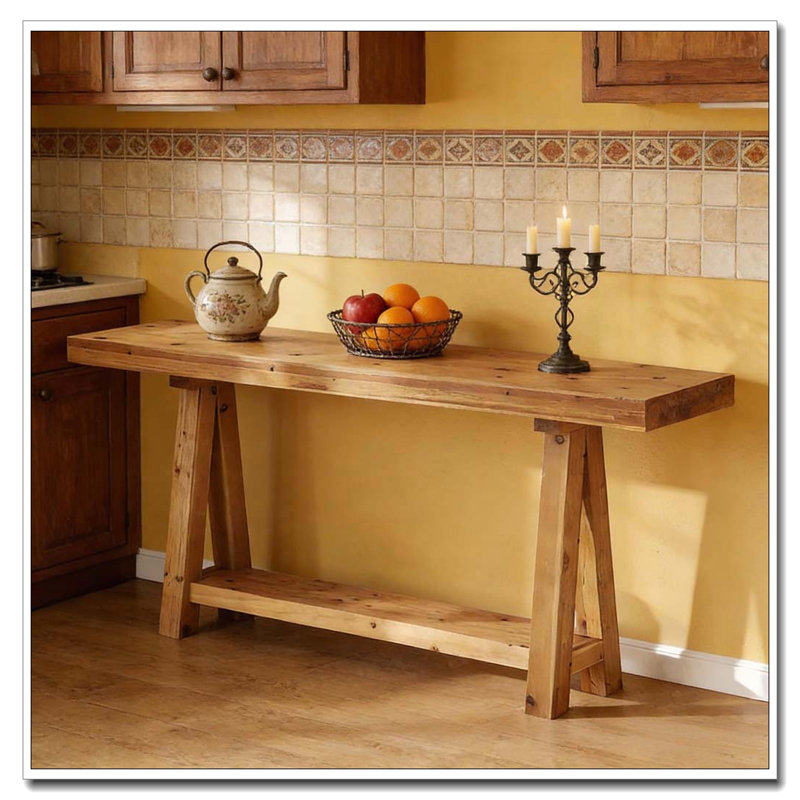 Table basse de style naturel, table d'entrée en bois, console élégante