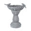 16.54" Magnesium Oxide Garden Bird Bath Statue with Decorative Bird Figurines, Grey Pedestal Birdbath for Outdoor Lawn Patio Decor