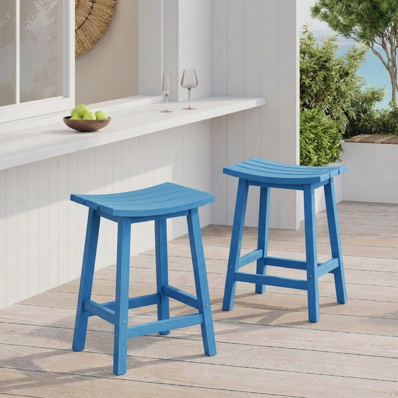 Tabouret de comptoir de cuisine Backless, Bleu pastel, 24"