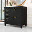 Meuble-lavabo avec lavabo en céramique, 3 tiroirs latéraux et tablette réglable-511578147