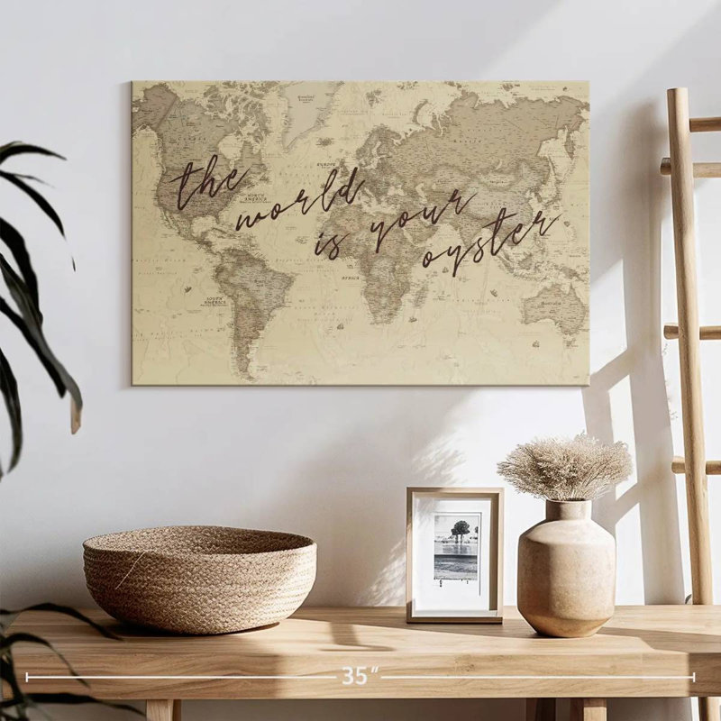«The World is Your Oyster Map», reproduction sur toile tendue, H 16 po x l 24 po x P 1,25 po