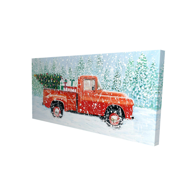 Camion d'arbre de Noël - transport sur toile, décoration de salon