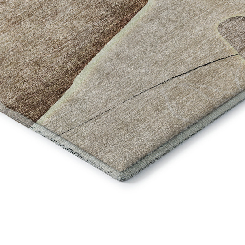 Premium Machine Washable Prisco Brown Rug, Rectangle 3' x 5'