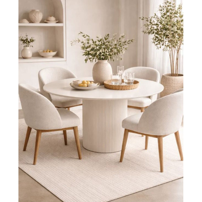 Maga Oak Veneer Dining Table, White Wash