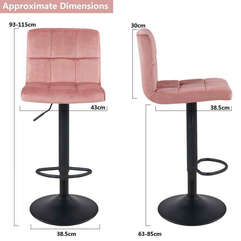 Annease Adjustable Height Bar Stool, Pink