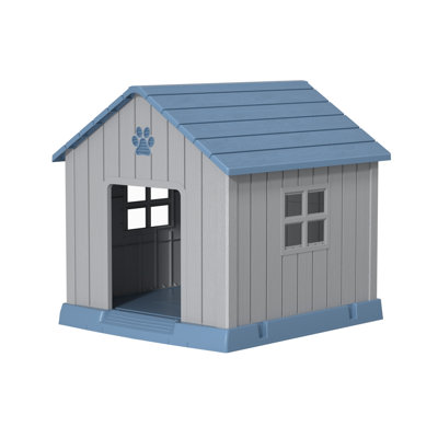 38'' Plastic Dog House Outdoor Indoor Doghouse Puppy Shelter Water Resistant Easy Assembly Sturdy Dog Kennel With Air Vents And Elevated Floor