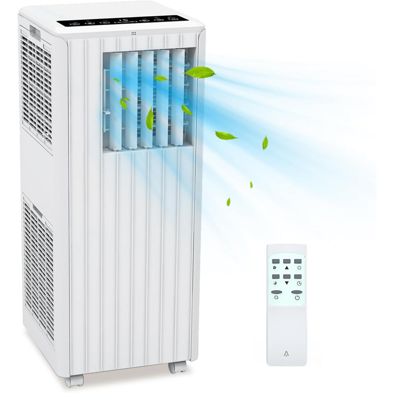 Climatiseur portatif 8 000 BTU pour les pièces jusqu'à 350 pieds carrés Pi. avec déshumidificateur et ventilateur, télécommande, minuterie 24 heures, conception compacte pour les espaces de vie à la maison
