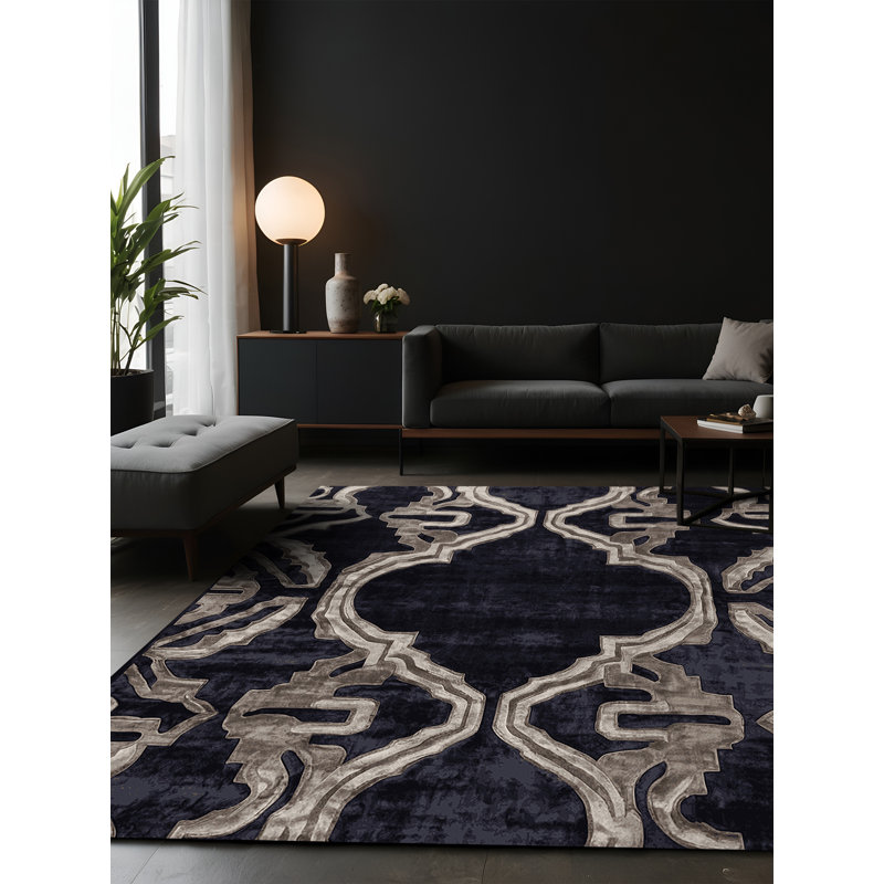 Tapis mauve soyeux et moelleux, Carré 7 pi