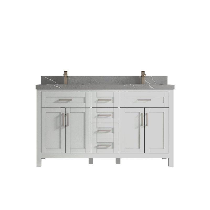 Ensemble de meuble-lavabo double 60 po Cambridge, Gris Piatra
