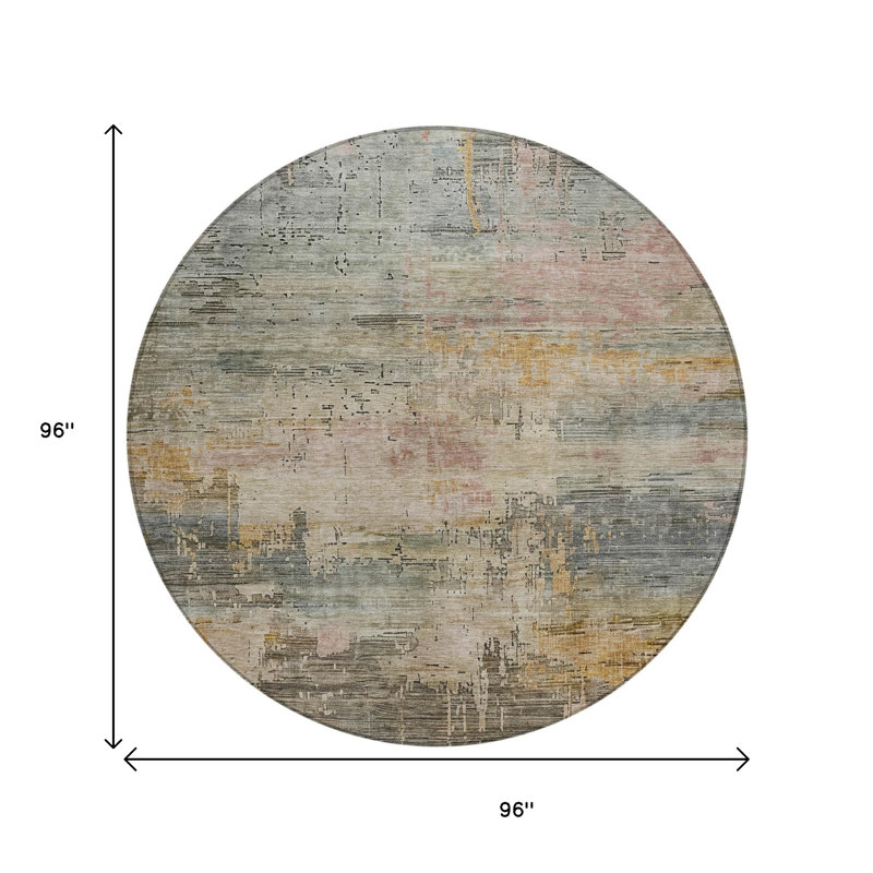 Tapis rond 8 po Sage And Beige