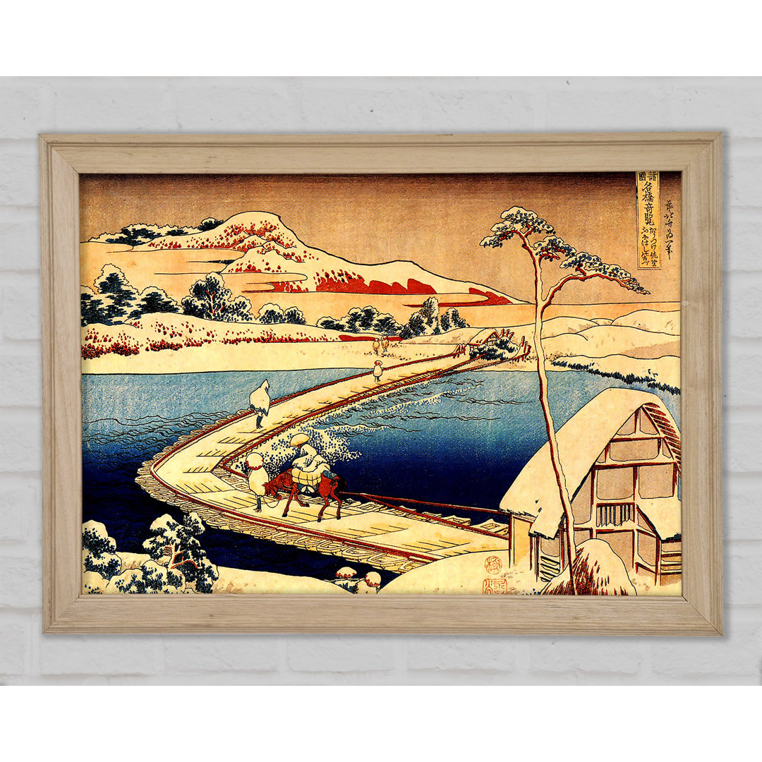 Hokusai Die schwimmende Brücke von Sano - Druck