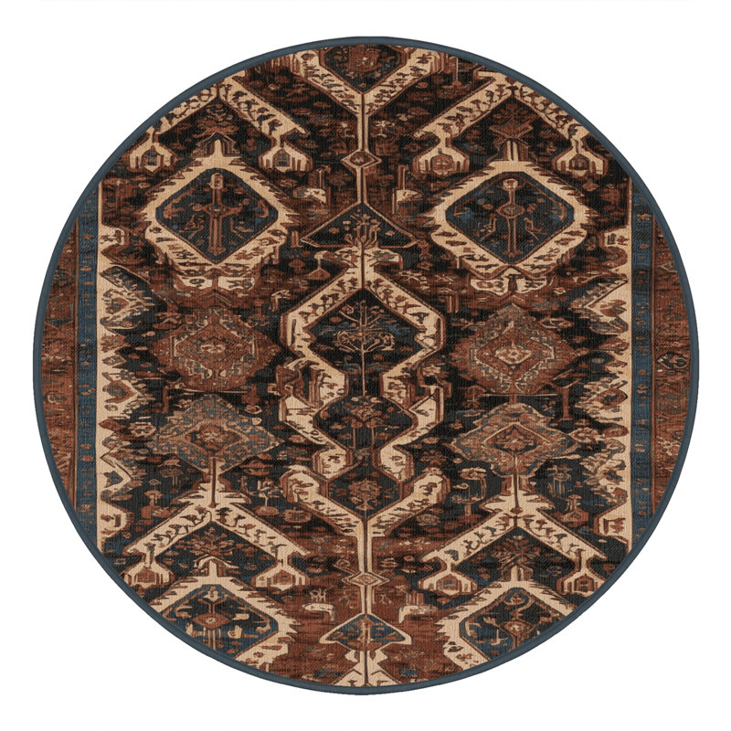 Tapis brun lavable à la machine, Rond 7 pi