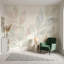 Papier peint blanc sur fond blanc avec aquarelle botanique amovible-815095239-815095241