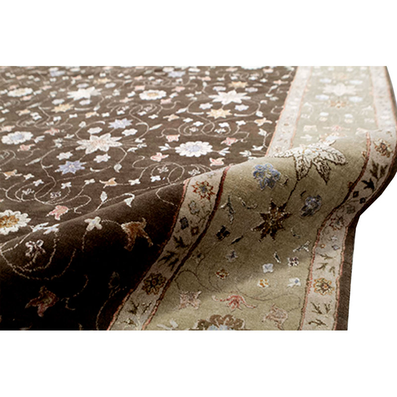 Tapis brun et doré de haute qualité noué à la main