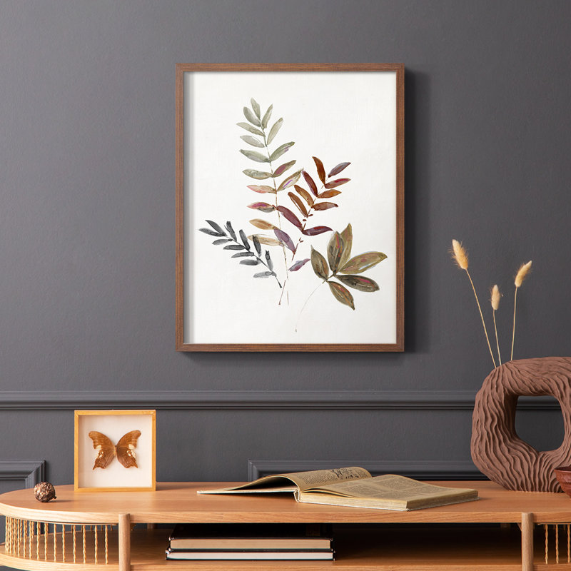 Feuilles d'automne III, reproduction encadrée - bois massif, Brun, H 10 po x l 8 po