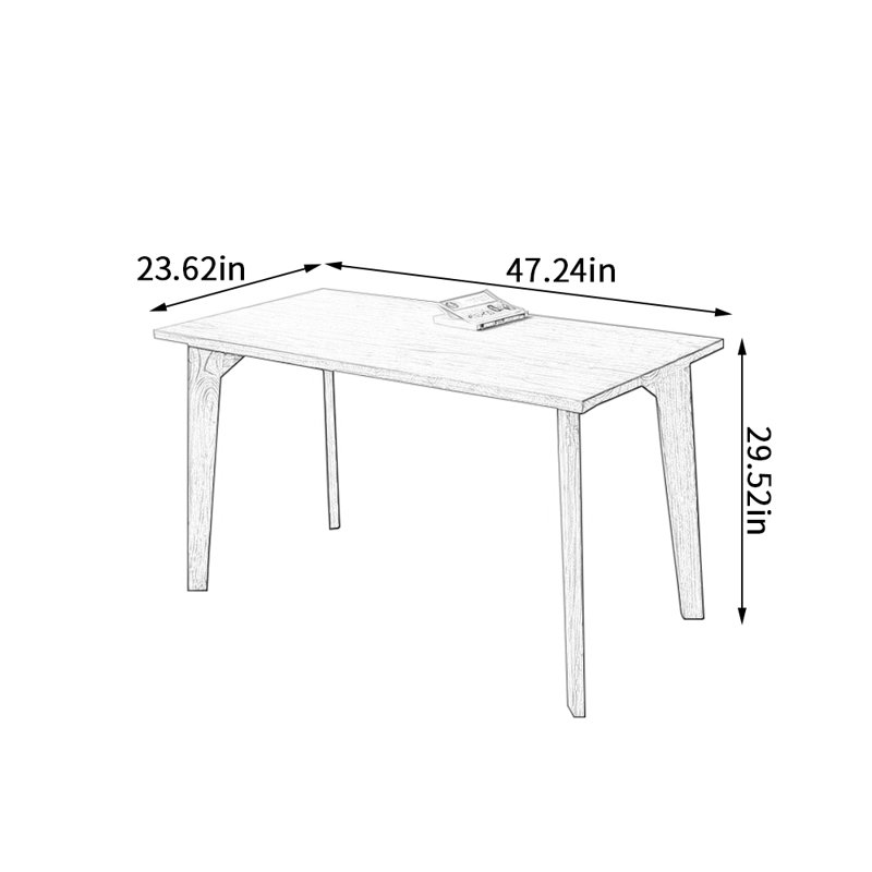 Bureau d'écriture classique en bois massif d'orme durable, H 29,52 po x l 47,24 po x P 23,62 po