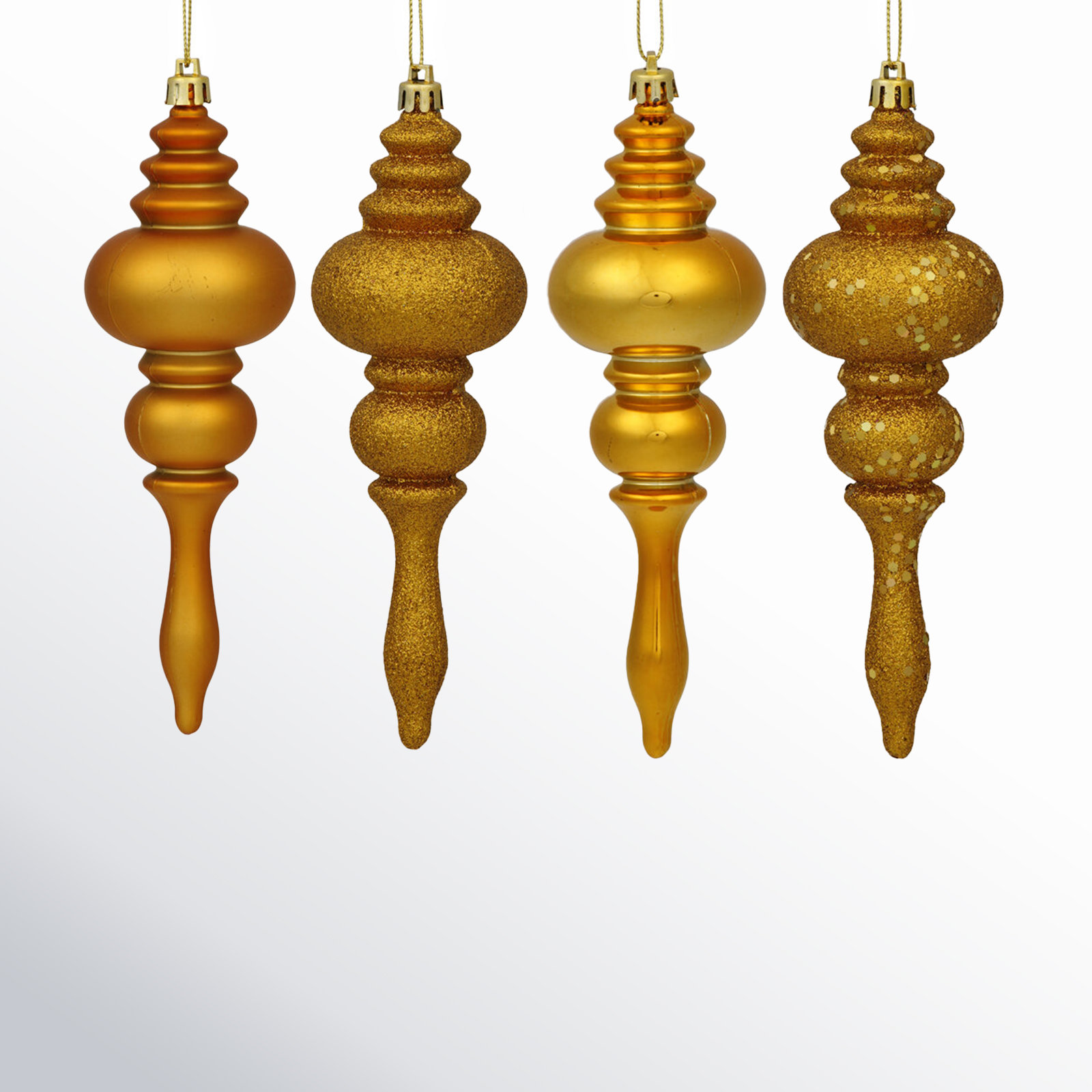 7" Finial Ornament 8/Pk, Antique Gold