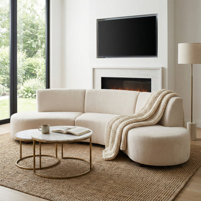 Cirrus Mid-century Modern Chenille Curved Sectional Sofa with Sculpted Cloud Silhouette