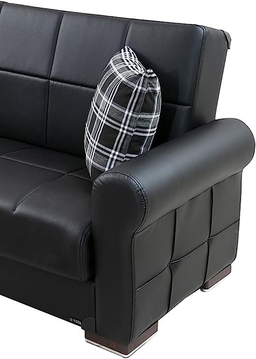 Canapé en cuir Vegan de 87 po Anno, Noir