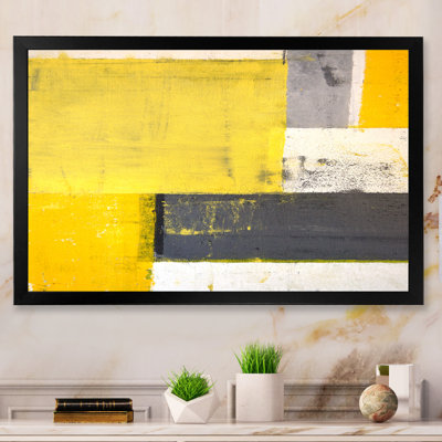 «Gray Meets Yellow Modern Art VII», reproduction sur toile flottante