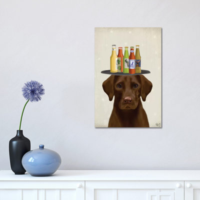 Labrador Chocolate Beer Lover by Fab Funky - Wrapped Canvas Print