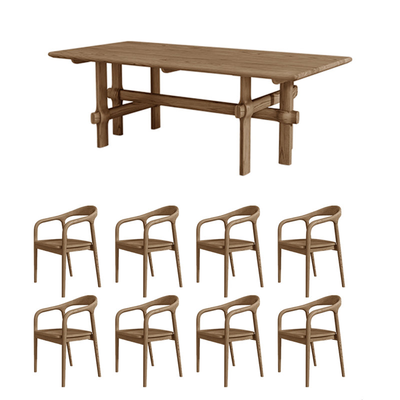 Ensemble de table de salle à manger unique en bois massif de frêne, H 29,92 po x L 78,74 po x l 35,43 po