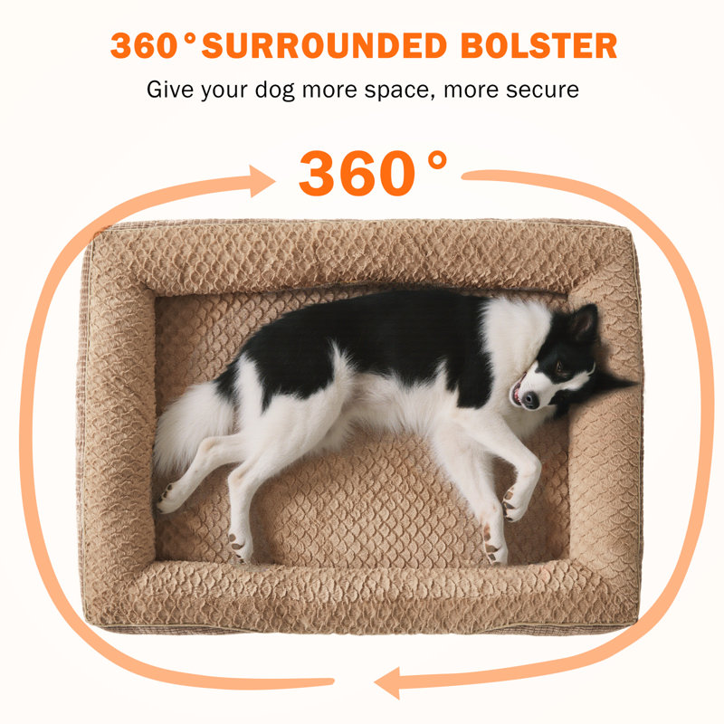 Lit orthopédique pour chien en mousse à mémoire de forme avec côtés traversés, housse lavable, doublure imperméable et fond antidérapant
