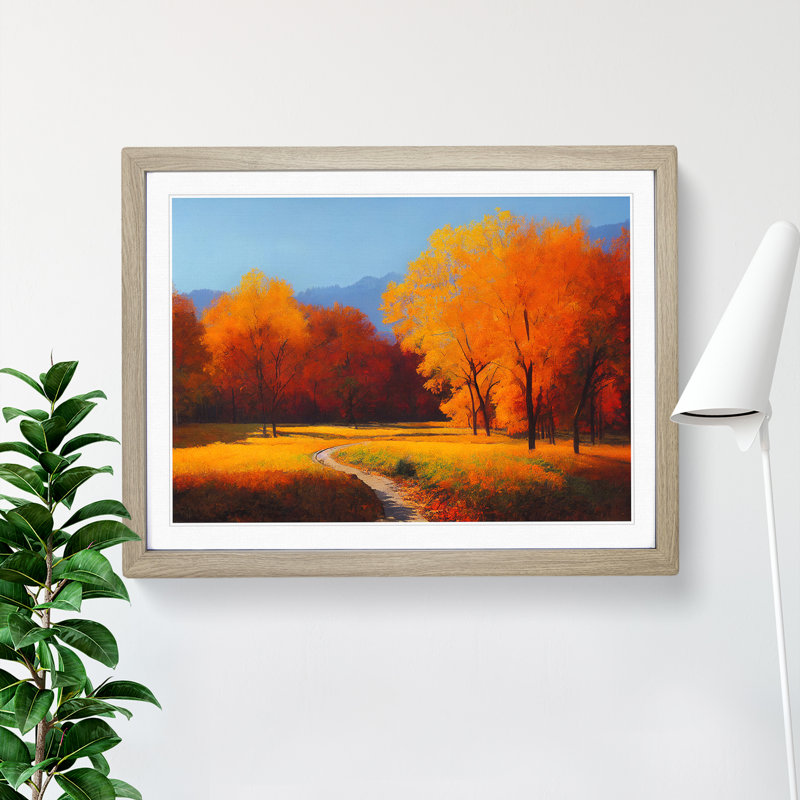 Autumn Forest Trees Vol.2 - Single Picture Frame Print, 46cm H x 64cm W x 2cm D, Oak Framed