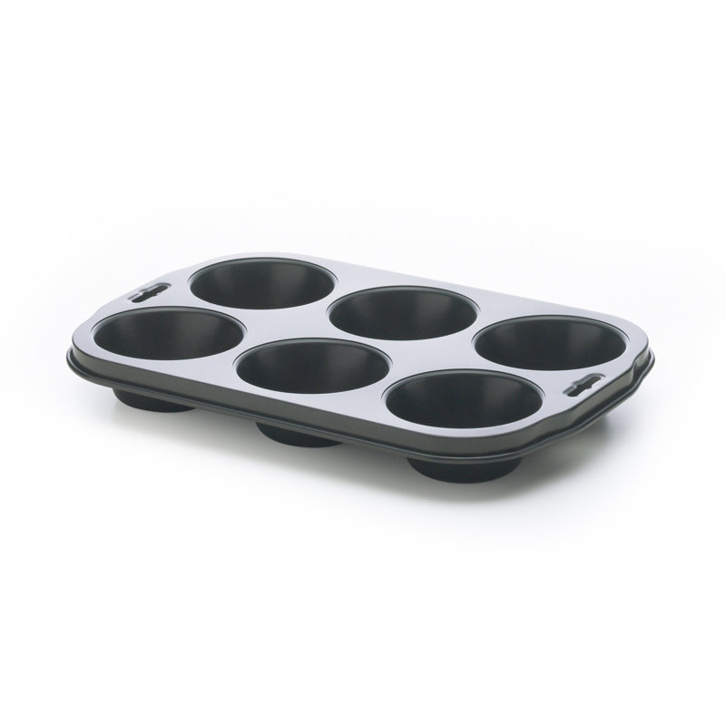 Excelsa Classic Baked 6 Cup Non-Stick Carbon Steel Mould with Lid