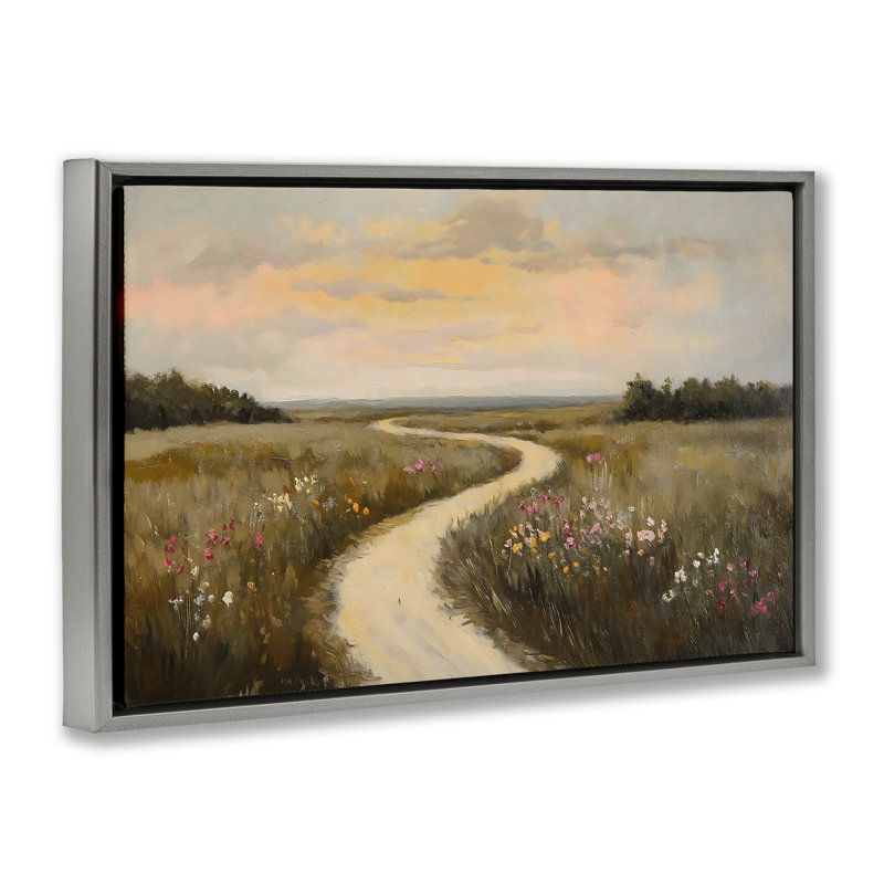 Path To Sunset View Floating Frame, design by Franklyn Gregory, Luster Gray Floater Frame, 17" H x 25" W