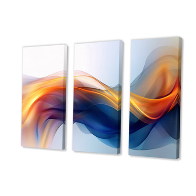 Orange Blue Fractal Fluidity I - 3 Piece Print