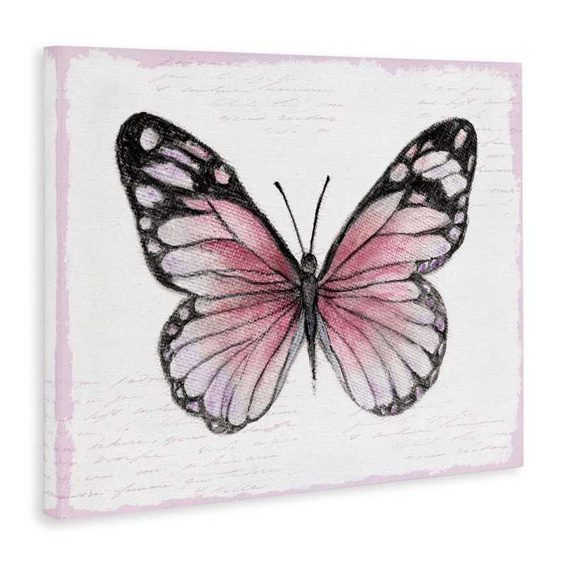 Pink Monarch Butterfly Canvas Wall Art, design by Janet Tava, 16" H x 20" W