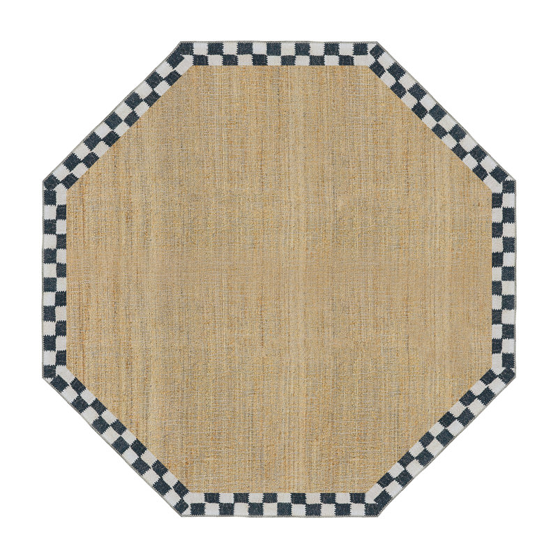 Naturals Check Washable Rug, Octagon 6' x 6'