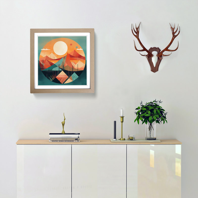Sunrise Geometric - Framed Print, Oak