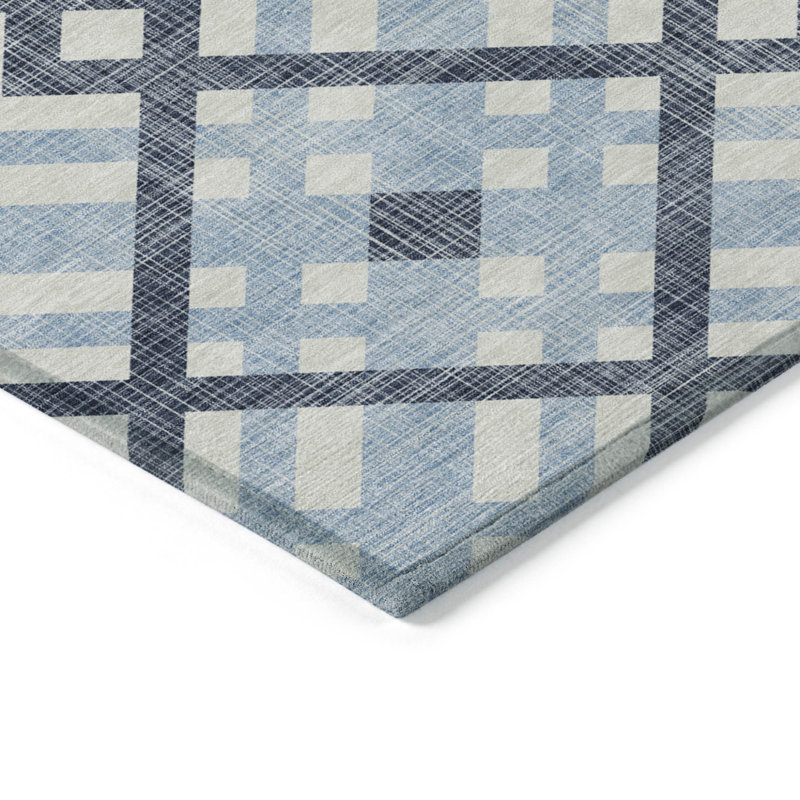 Tapis intérieur / extérieur lavable géométrique bleu marine 9 pi x 12 pi HomeRoots