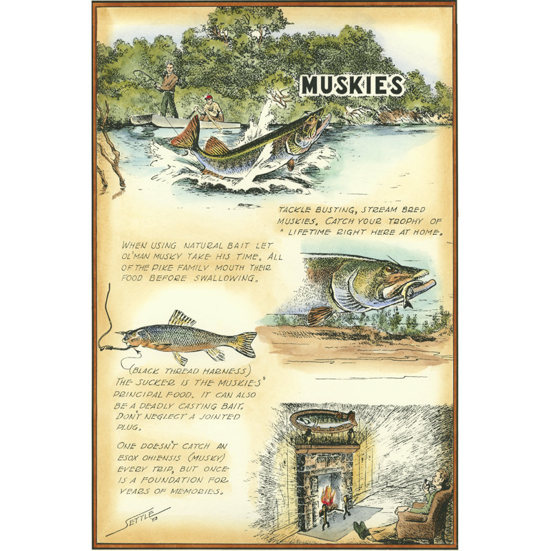 " Muskies " by Robert Settle, 18" H x 12" W x 1" D