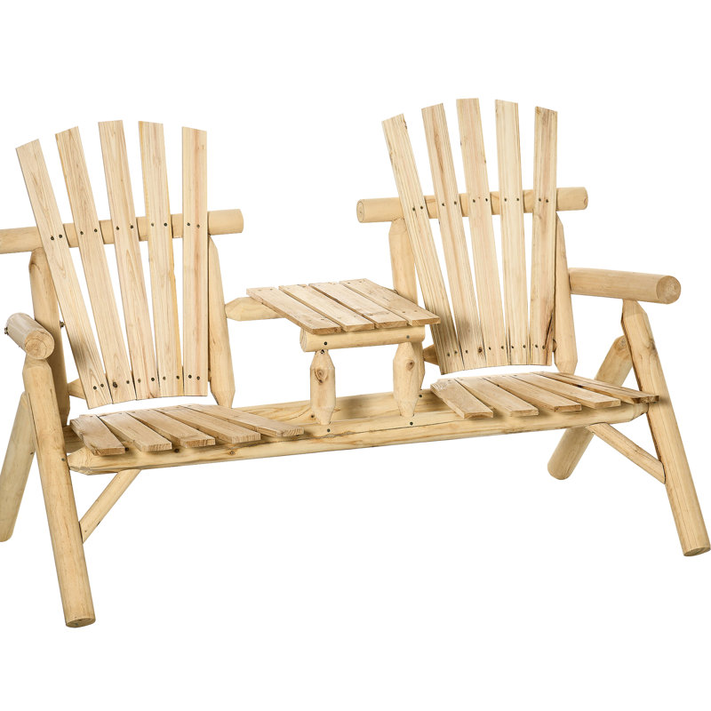 2 chaises en bois naturel avec table, foyer d'extérieur pour terrasse, porche, table de jardin, chaise