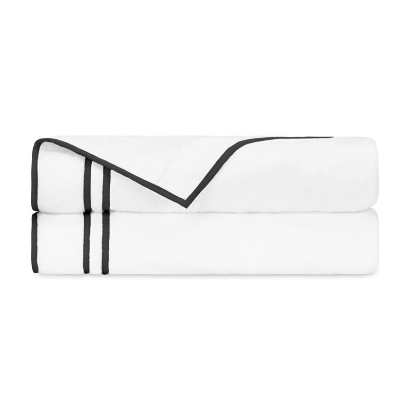 Ribbons 2-pc Bath Towel Set, White/Black