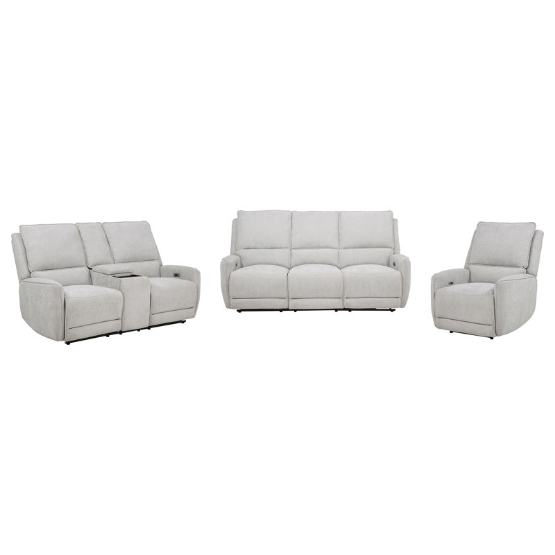 Ensemble de canapé inclinable électrique Dobroyd en chenille gris tourterelle, 2 Piece