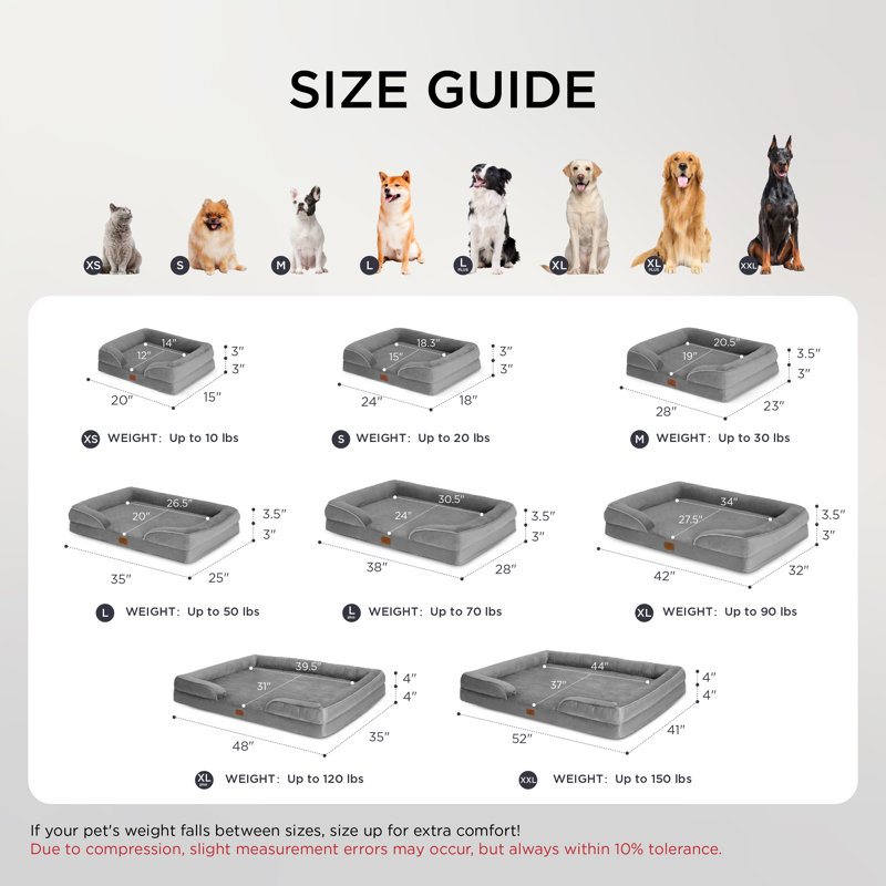 Lit orthopédique pour chien, canapé-lit lavable imperméable avec housse amovible, base antidérapante pour chiens de grande et moyenne taille