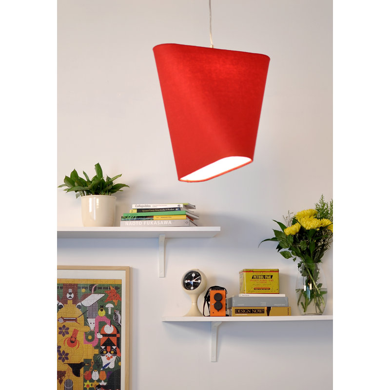 Abat-jour fantaisie en lin MNM, Rouge, H 23,6 po x l 13 po