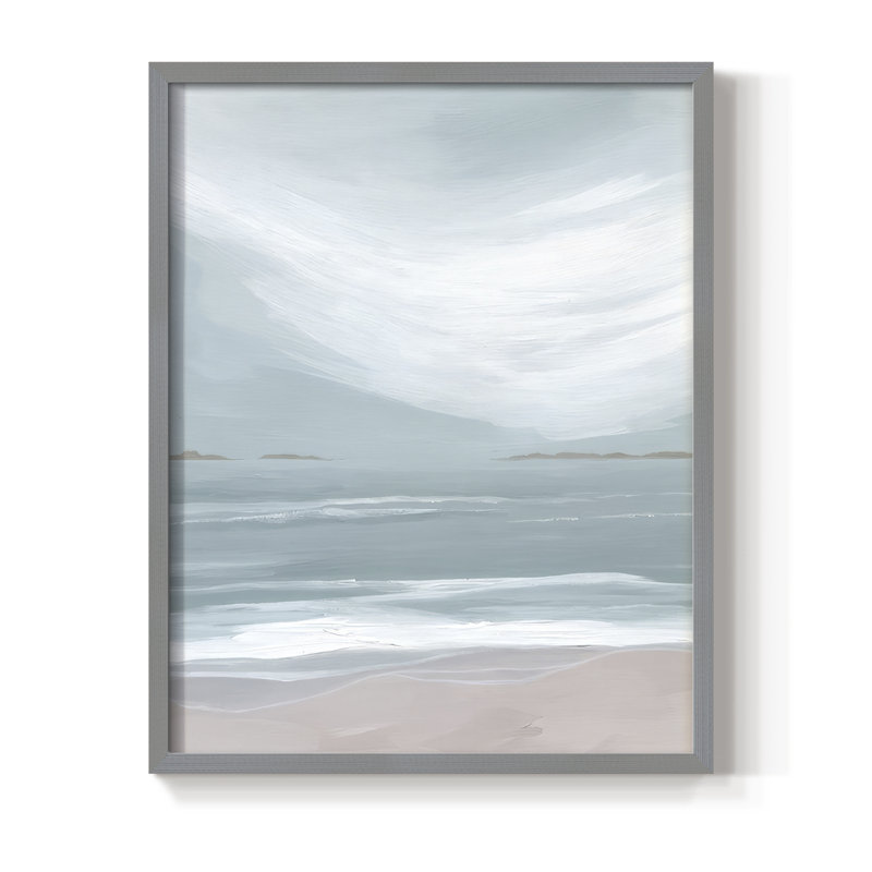 Reproduction encadrée Aqua Soft Shores II - bois massif, H 11 po x l 9 po, Gris
