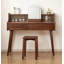 Coiffeuse en noyer noir de style moderne minimaliste avec tiroirs texturés et armoire en verre coulissante