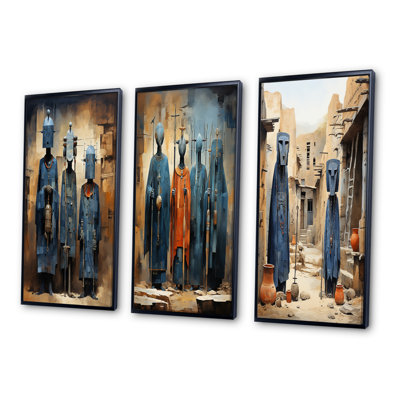 «Tribus d'Afrique Dogon Mali II», 3 pièces sur toile