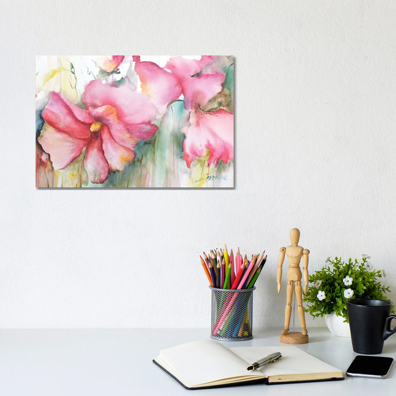 Horizontal Flores III by Leticia Herrera - Wrapped Canvas Painting, 20.32 cm H x 30.48 cm W
