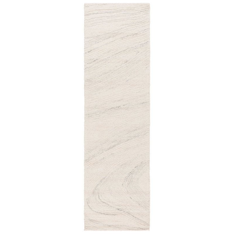 Hitha Ebony Hand Tufted Wool/Cotton Abstract Rug in Ivory/Light Gray, Runner 2'3" x 8'